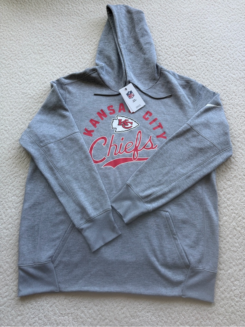 Menβs Nike Gray Kansas City Chiefs Pullover Hoodie